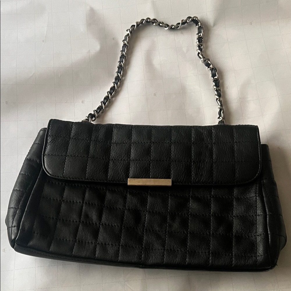 Vintage Chic Black Quilted Shoulder Bag with Chain Strap Pamela McCoy EUC